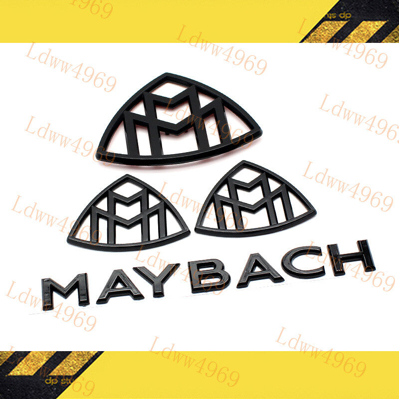 5pcs Glossy Black MAYBACH Letters Trunk Badge Emblem For S-Class W222 S450