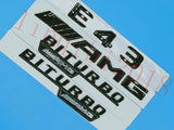 Flat Gloss Black E43 AMG BITURBO Trunk Embl Badge Sticker for 2017 Mercedes Benz