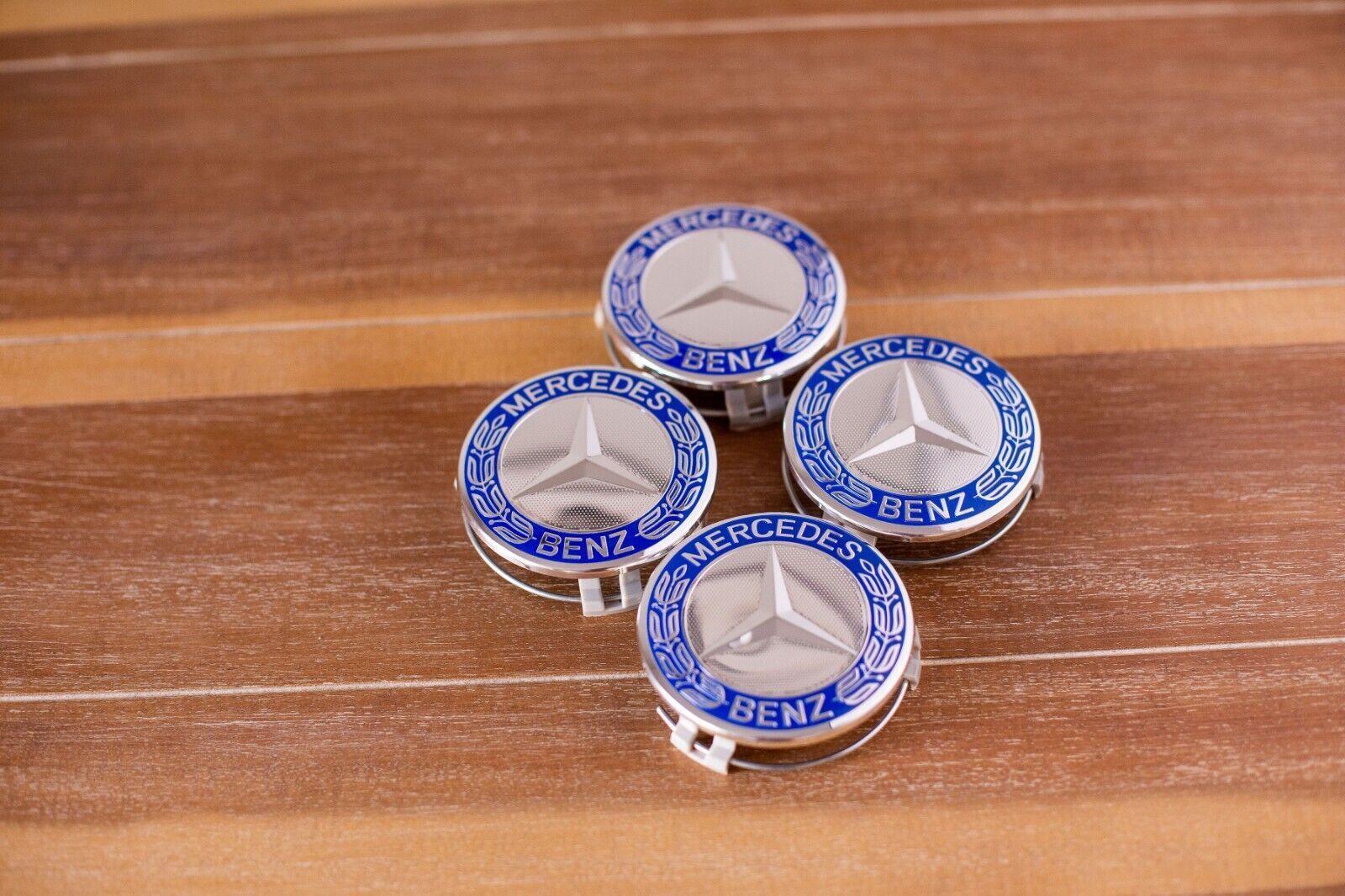 For Mercedes Light Blue Wheel Center Hub Caps Emblem, Set of 4 75mm