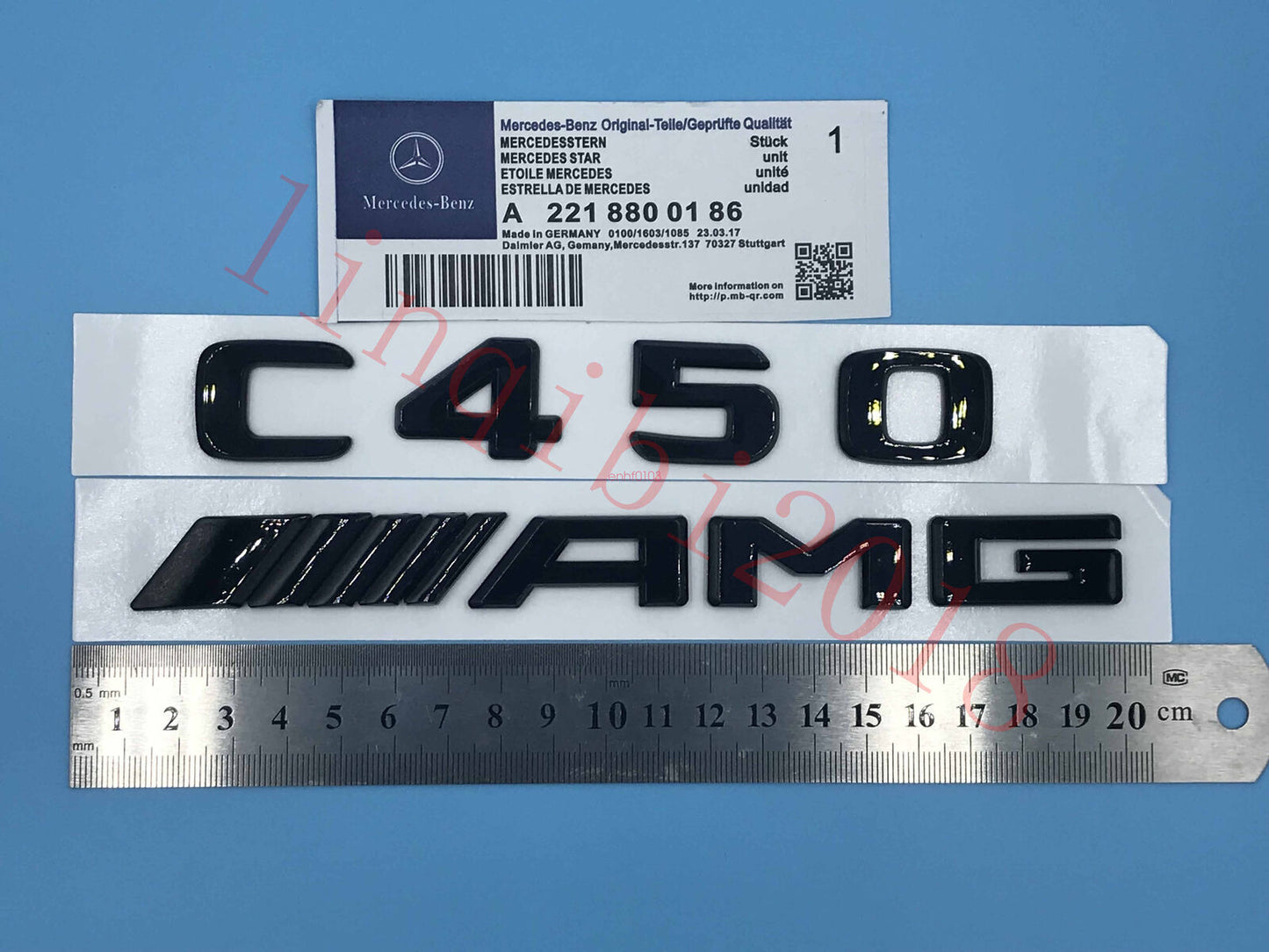 Gloss Black "C450 + AMG" Letters Trunk Embl Badge Sticker for Mercedes Benz C450