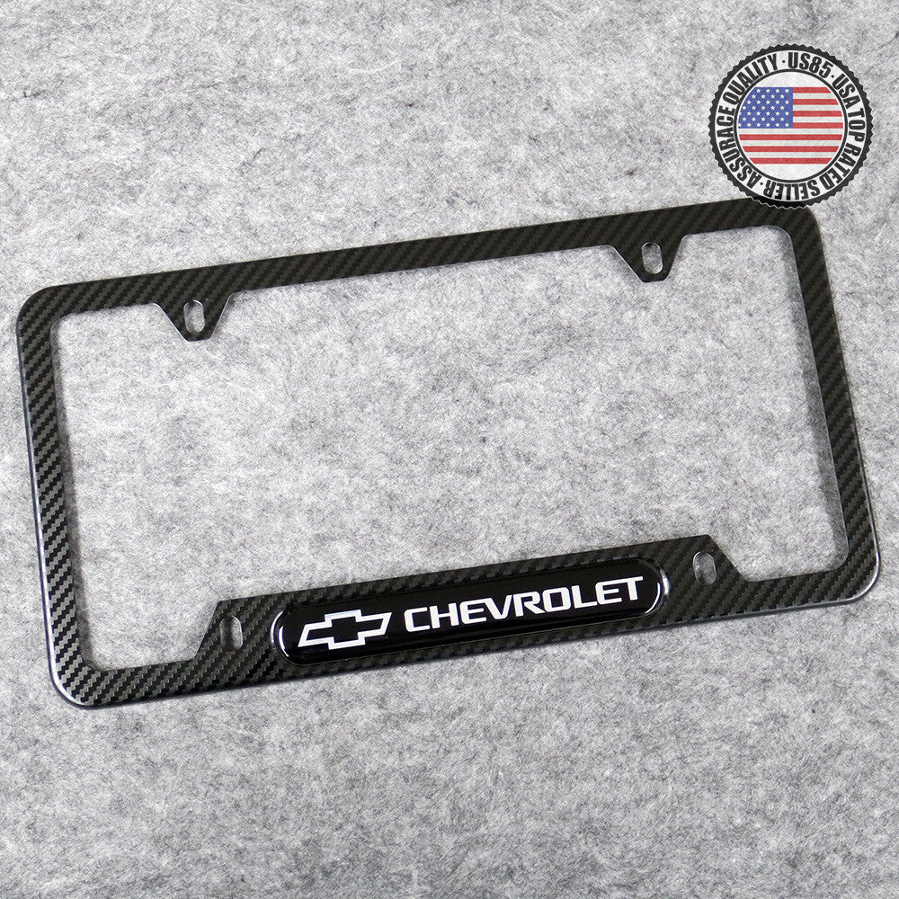 For Chevy Front Rear Carbon Fiber Texture License Plate Frame Cover Holder Gift