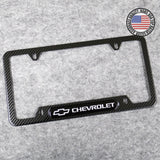For Chevy Front Rear Carbon Fiber Texture License Plate Frame Cover Holder Gift