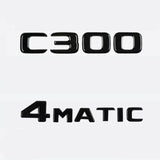 C300 4MATIC Emblem Gloss Black Rear Trunk Letter Badge Sticker For Mercedes
