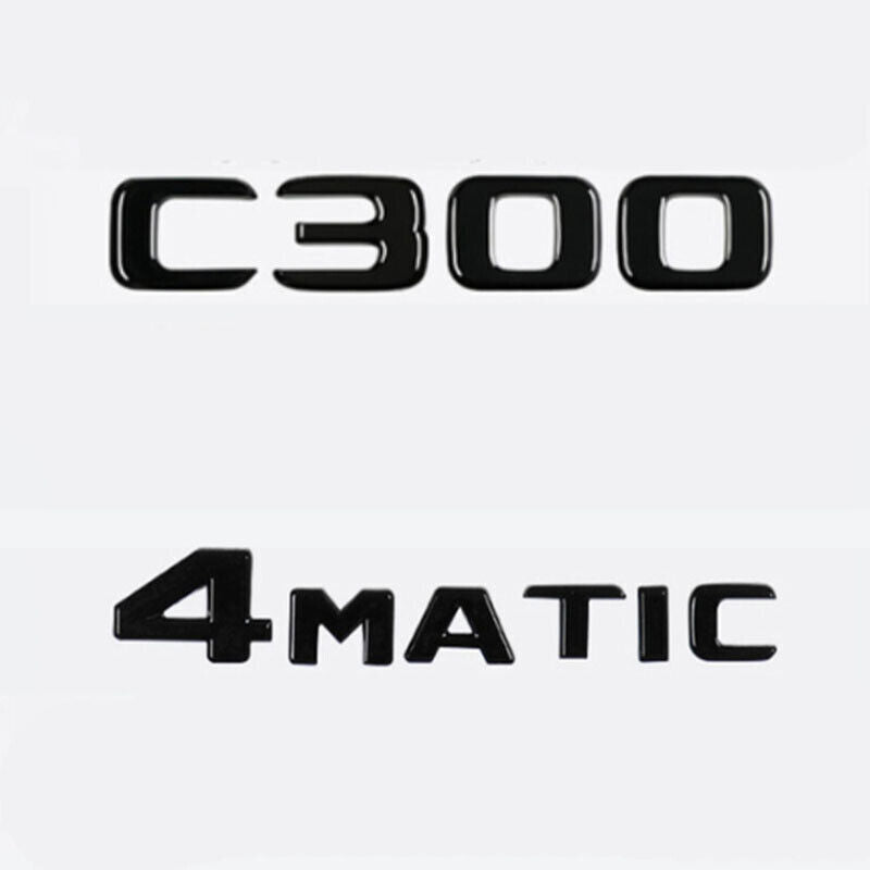 C300 4MATIC Emblem Gloss Black Rear Trunk Letter Badge Sticker For Mercedes