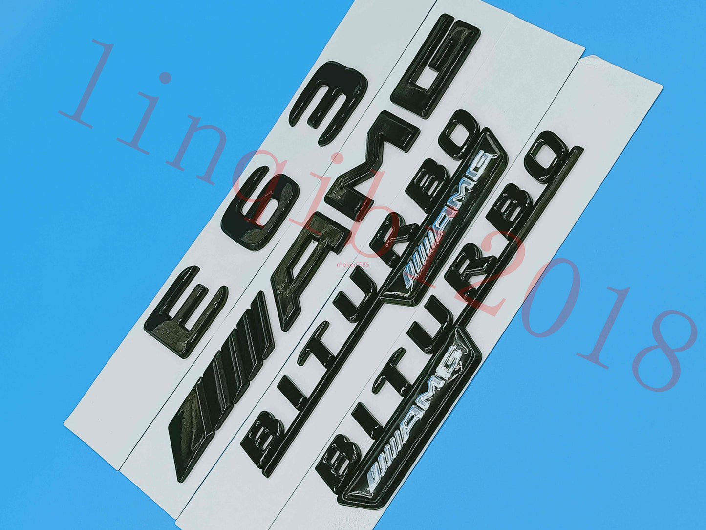 Gloss Black Flat " E63 AMG BITURBO " Trunk Embl Badge Sticker for Mercedes Benz