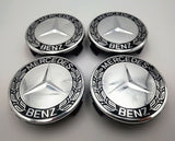 Set of 4 75MM Wheel Center Caps Hubcaps for Mercedes-Benz AMG Black Wreath