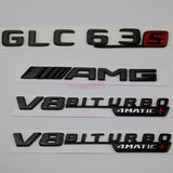 GLC63 AMG V8 BITURBO Trunk Emblem Badge Sticker for Mercedes Benz Matte black