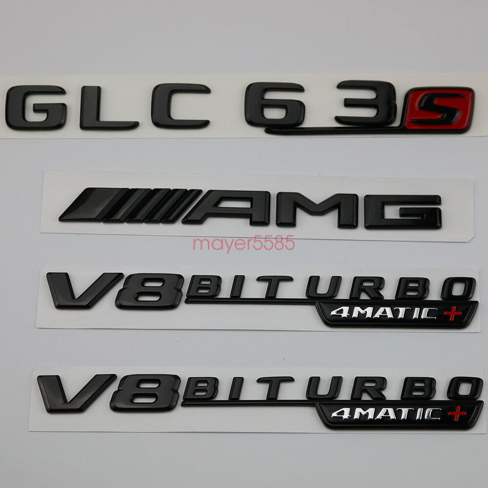 GLC63 AMG V8 BITURBO Trunk Emblem Badge Sticker for Mercedes Benz Matte black