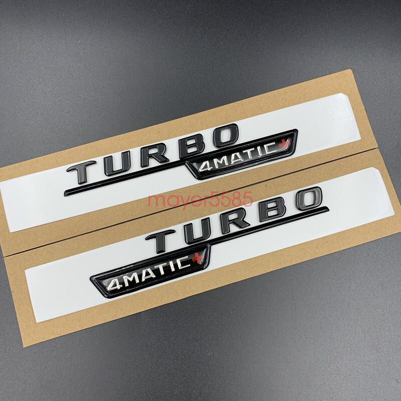 Gloss Black For Mercedes E53 AMG TURBO 4 MATIC Trunk Emblem Badge Sticker Set