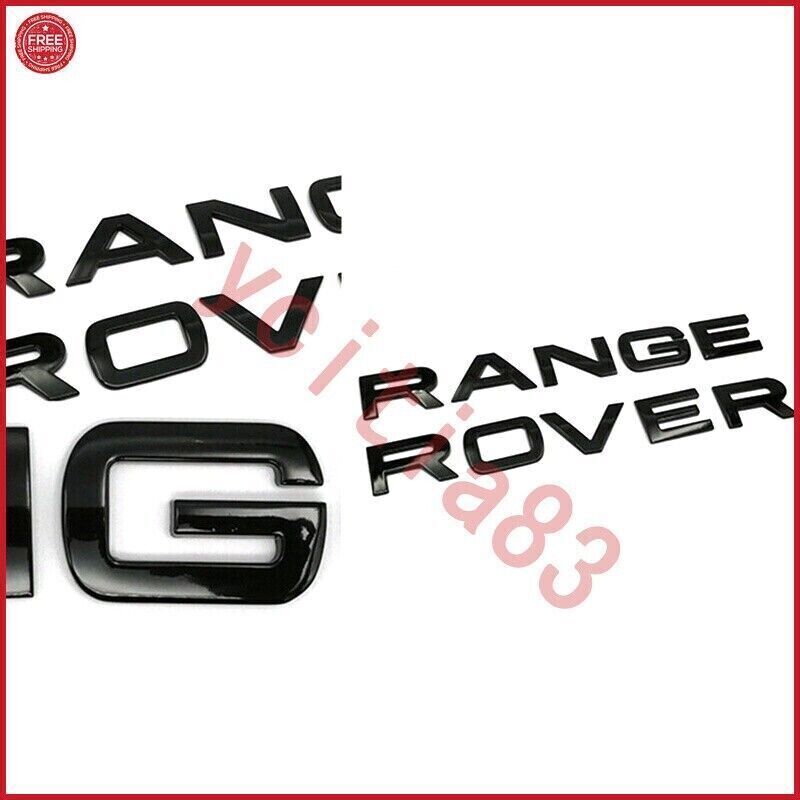 6PCS RANGE ROVER & SPORT SUPERCHARGED Black Emblem Logo Front Rear Hood