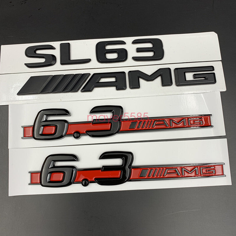 Gloss black "SL63 AMG 6.3AMG" Letters Trunk Embl Badge Sticker for Mercedes Benz