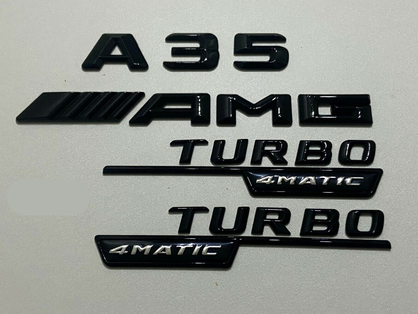 NEW for MERCEDES  A35 AMG TURBO 4MATIC REAR BOOT SIDE BACK GLOSS BLACK BADGES