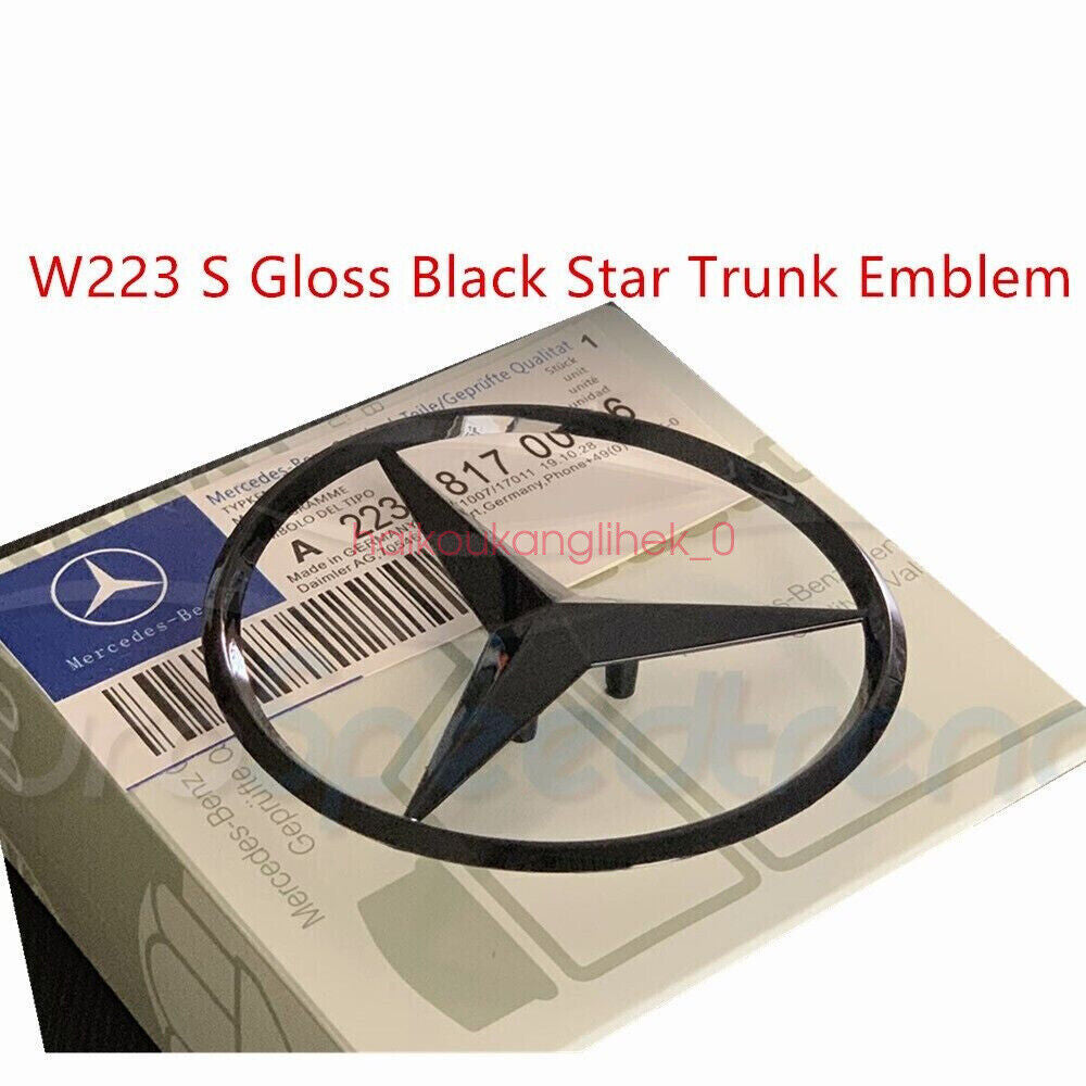 W223 S Gloss Black Star Trunk Emblem for AMG S63 S500 S580 Rear Logo Badge