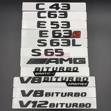 Glossy Black C63s AMG V8 BITURBO Trunk Emblem Badge Sticker For Mercedes Benz