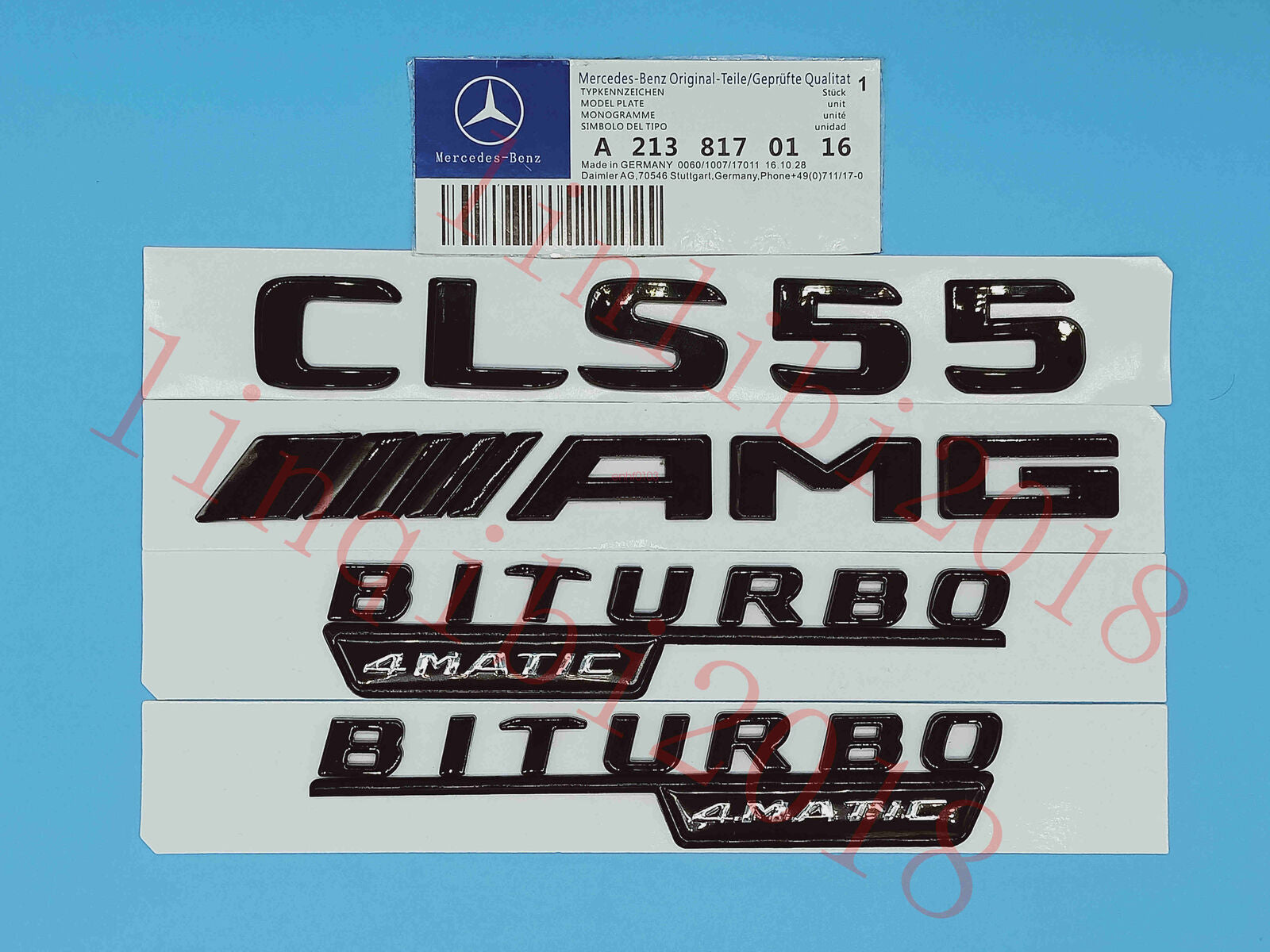 Flat Gloss Black "CLS55 AMG BITURBO" Emblem Badge Sticker for Mercedes Benz CLS