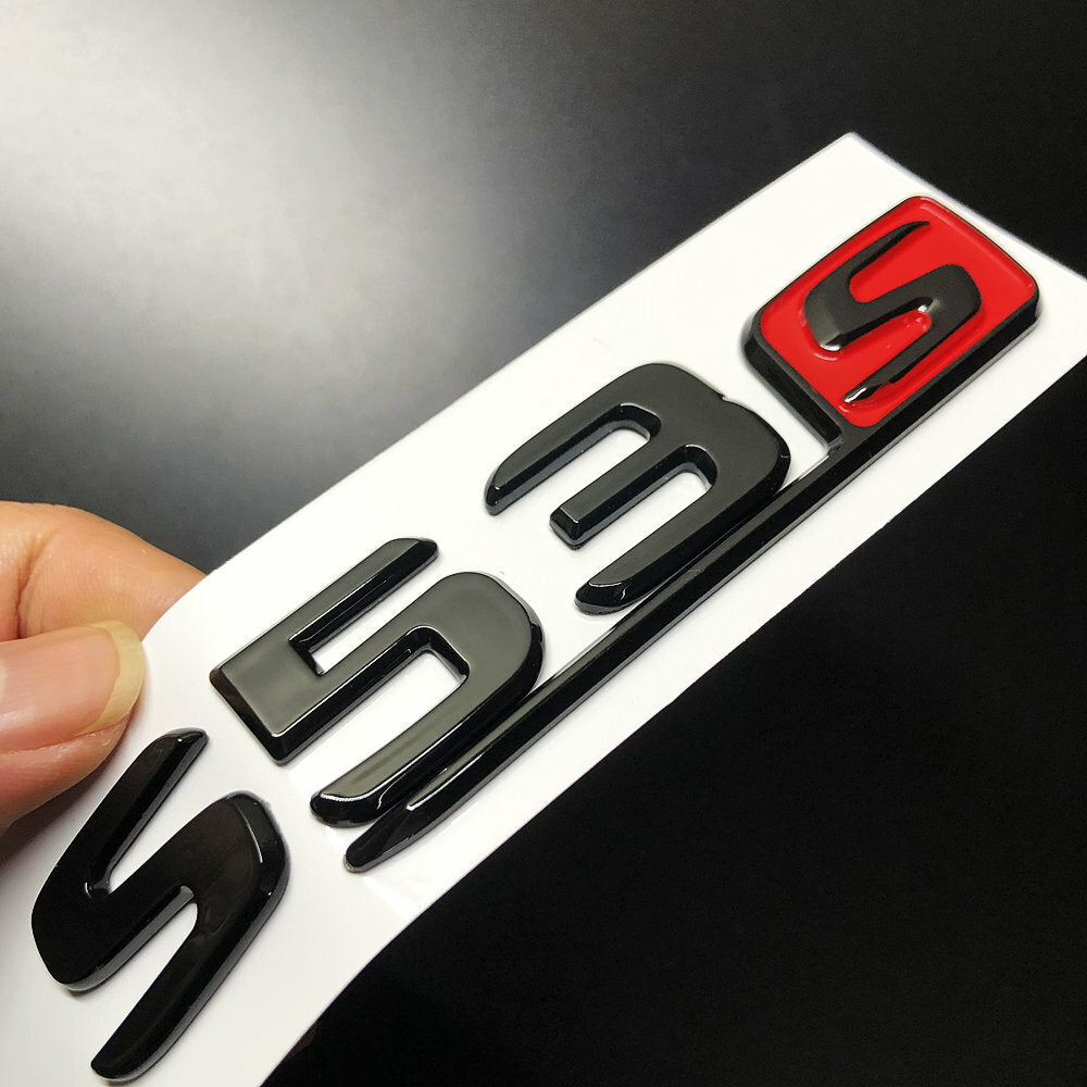 CLS53S Glossy Black Red S Car Rear Trunk Lid Sticker Emblem For Mercedes-Benz