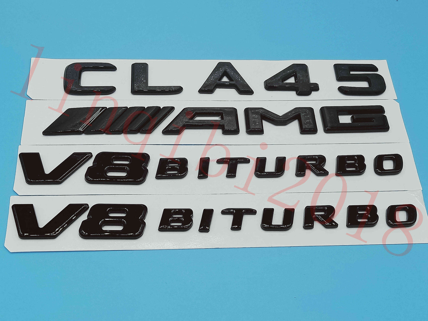 Gloss Black Flat CLA45 AMG V8 BITURBO Trunk Embl Badge Sticker for Mercedes Benz
