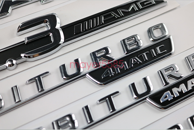 Chrome GLS63 AMG V8 BITURBO Letters Trunk Embl Badge Sticker For Mercedes Benz