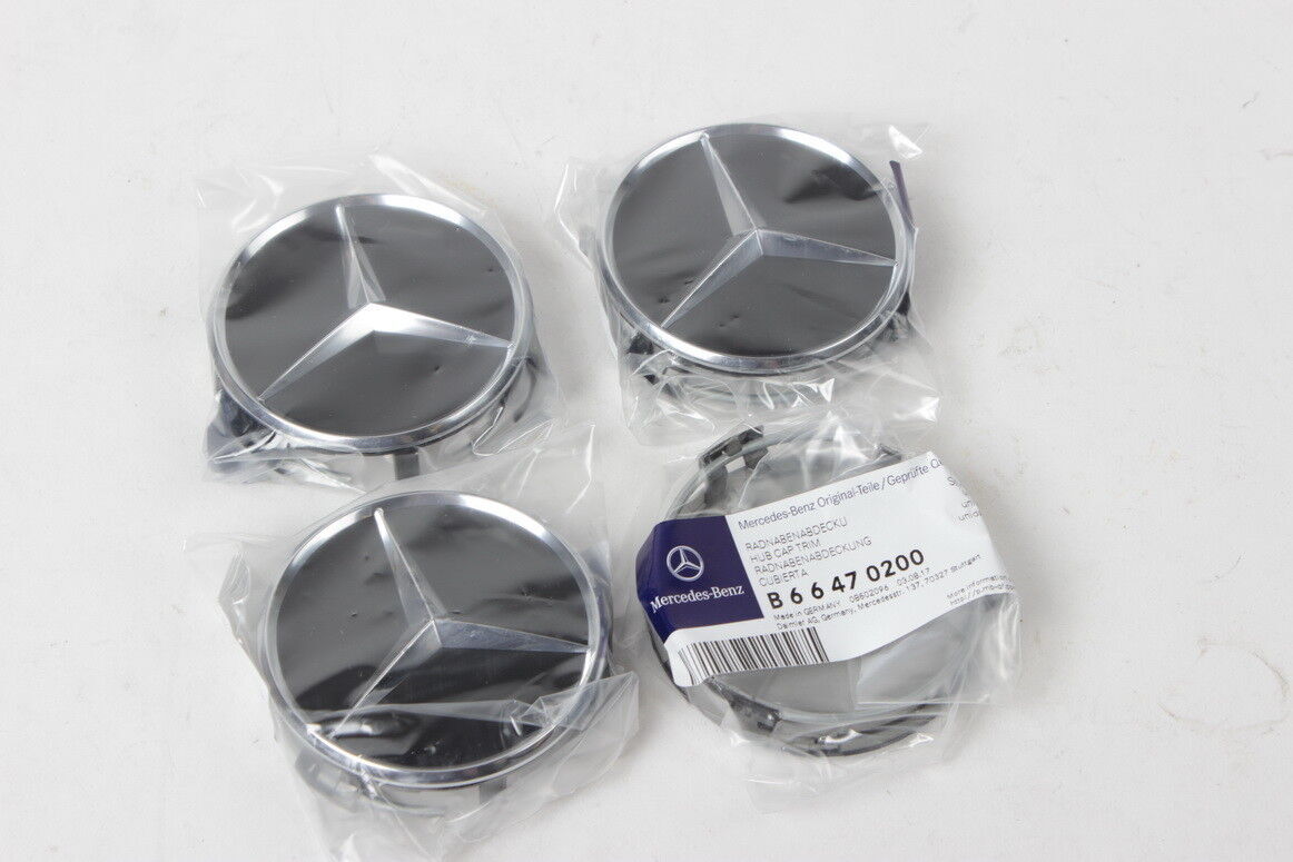 4PCS GENUINE Wheel Center Hub Cap Star Black Chrome Covers SET B66470200