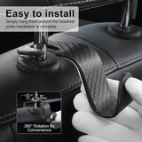 Car Purse Hook Headrest Hook for Car 4 Pack Universal Auto Seat Organizer Carbon