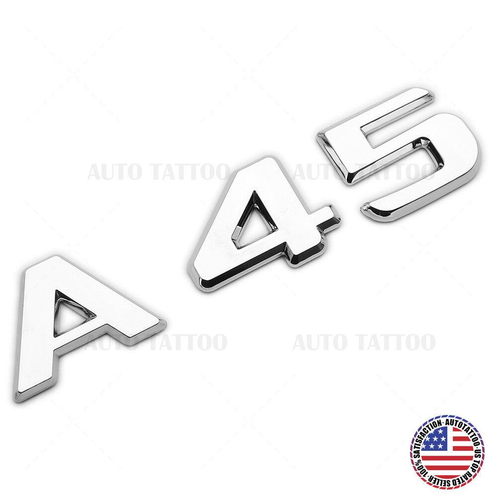 A45 AMG Sport Letter Emblem 3D Trunk Logo Nameplate Badge Decorate OEM Chrome