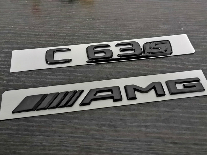 Gloss Black C63S AMG Trunk emblem badge For Mercedes-Benz AMG 205 Series