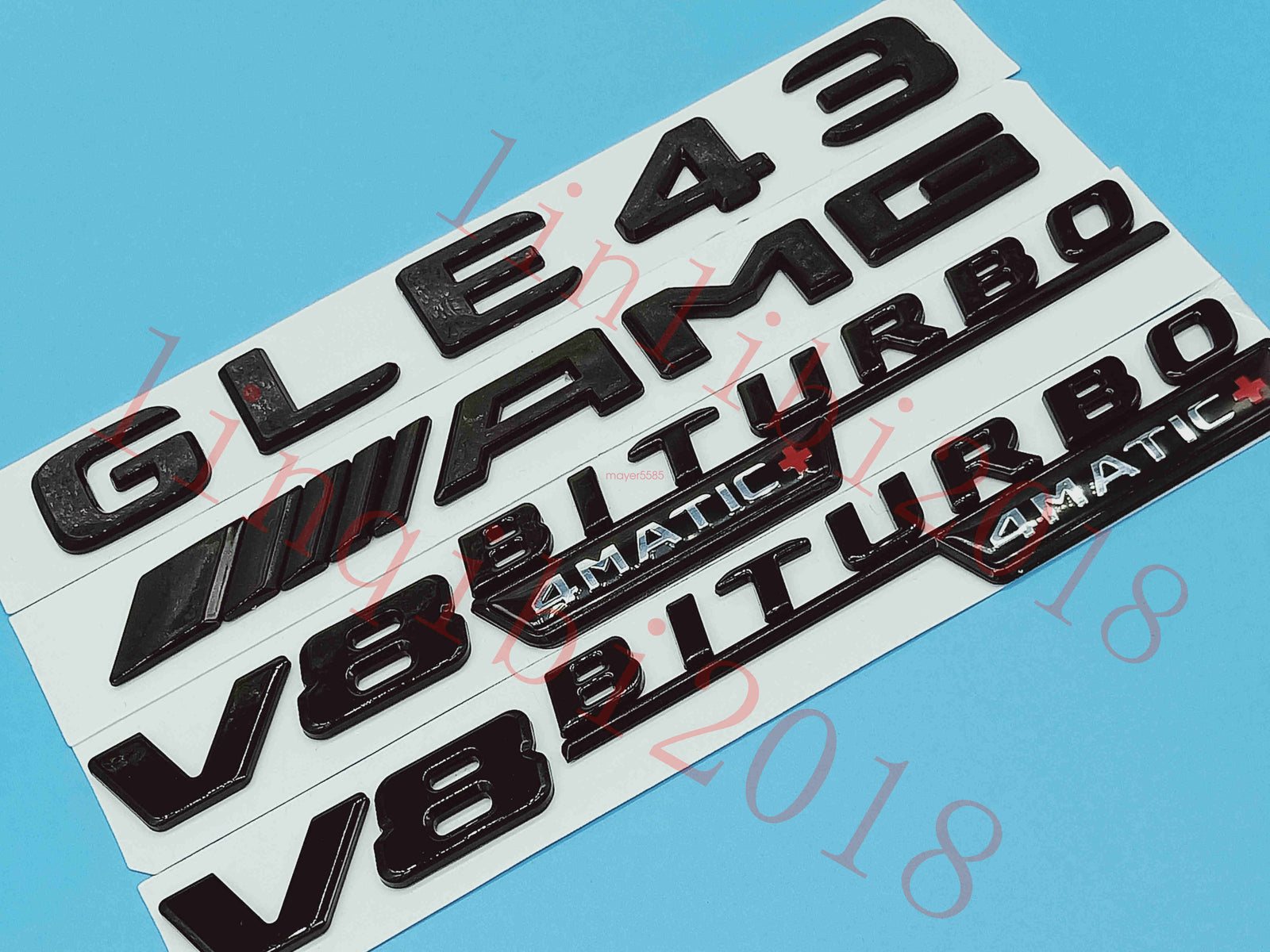 Gloss Black Flat GLE43 AMG V8 BITURBO Trunk Embl Badge Sticker for Mercedes Benz