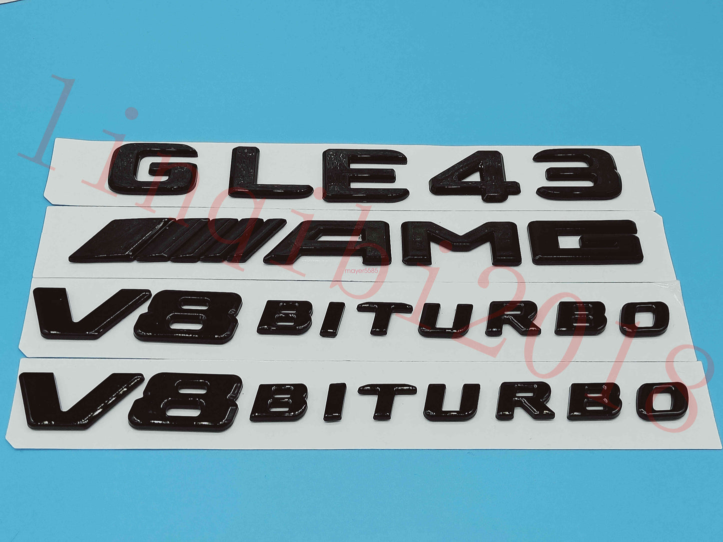 Gloss Black GLE43 AMG V8 BITURBO Trunk Embl Badge Sticker for Mercedes Benz