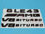 Gloss Black GLE43 AMG V8 BITURBO Trunk Embl Badge Sticker for Mercedes Benz
