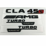 Matt Black CLA45s AMG TURBO 4MATIC Trunk Emblems Badges for Mercedes Benz
