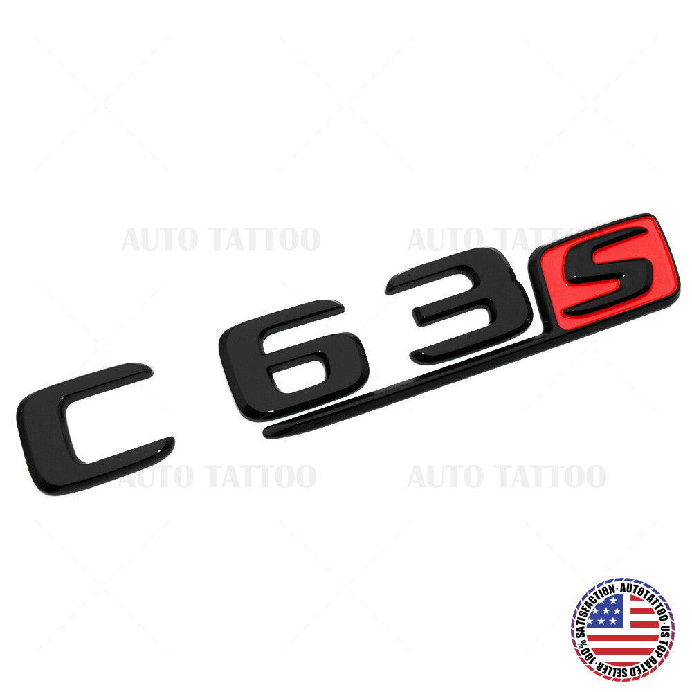 17-20 C63 S AMG Emblem Trunk Lid Letter Logo Nameplate Badge Decorate Black Red