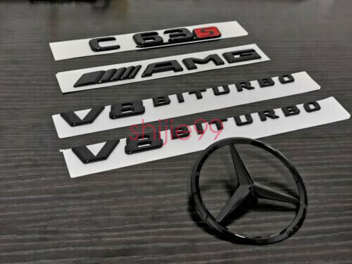 Gloss Black COUPE C63S AMG V8 BITURBO Star PACKAGE Trunk Emblem Badge C63 C205