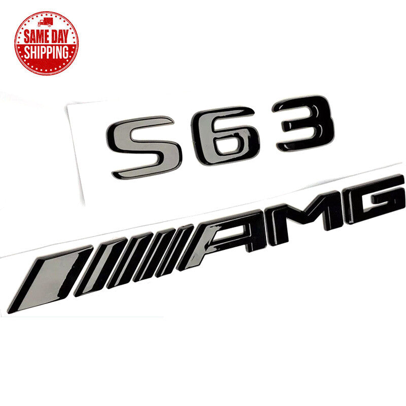 S63 AMG Rear Star Emblem Badge Black Set For Mercedes Benz W221 S63 AMG SEDAN