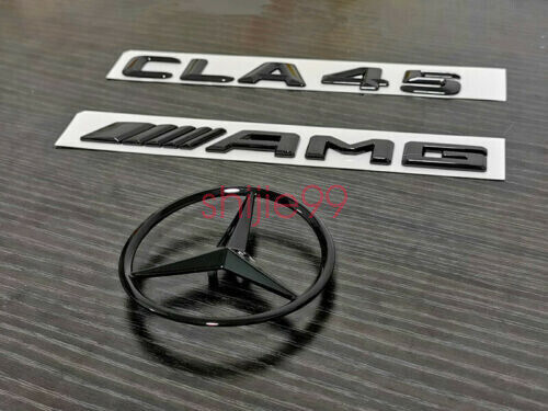 Gloss Black CLA45 AMG and Rear Star replacement PACKAGE Badge Sticker C117 CLA