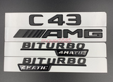 Matte black C43 AMG BITURBO 4MATIC Trunk Emblem Badge Sticker For Mercedes Benz
