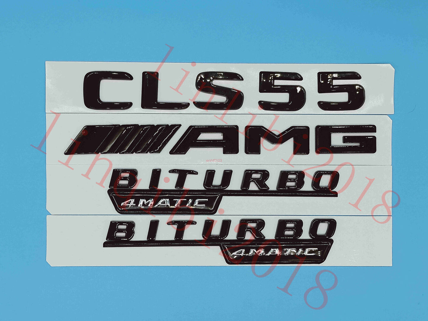 Flat Gloss Black "CLS55 AMG BITURBO" Emblem Badge Sticker for Mercedes Benz CLS