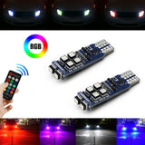 1 Set 168 194 T10 Car Parking Lights RGB LED Bulbs w/RF Remote Control Universal