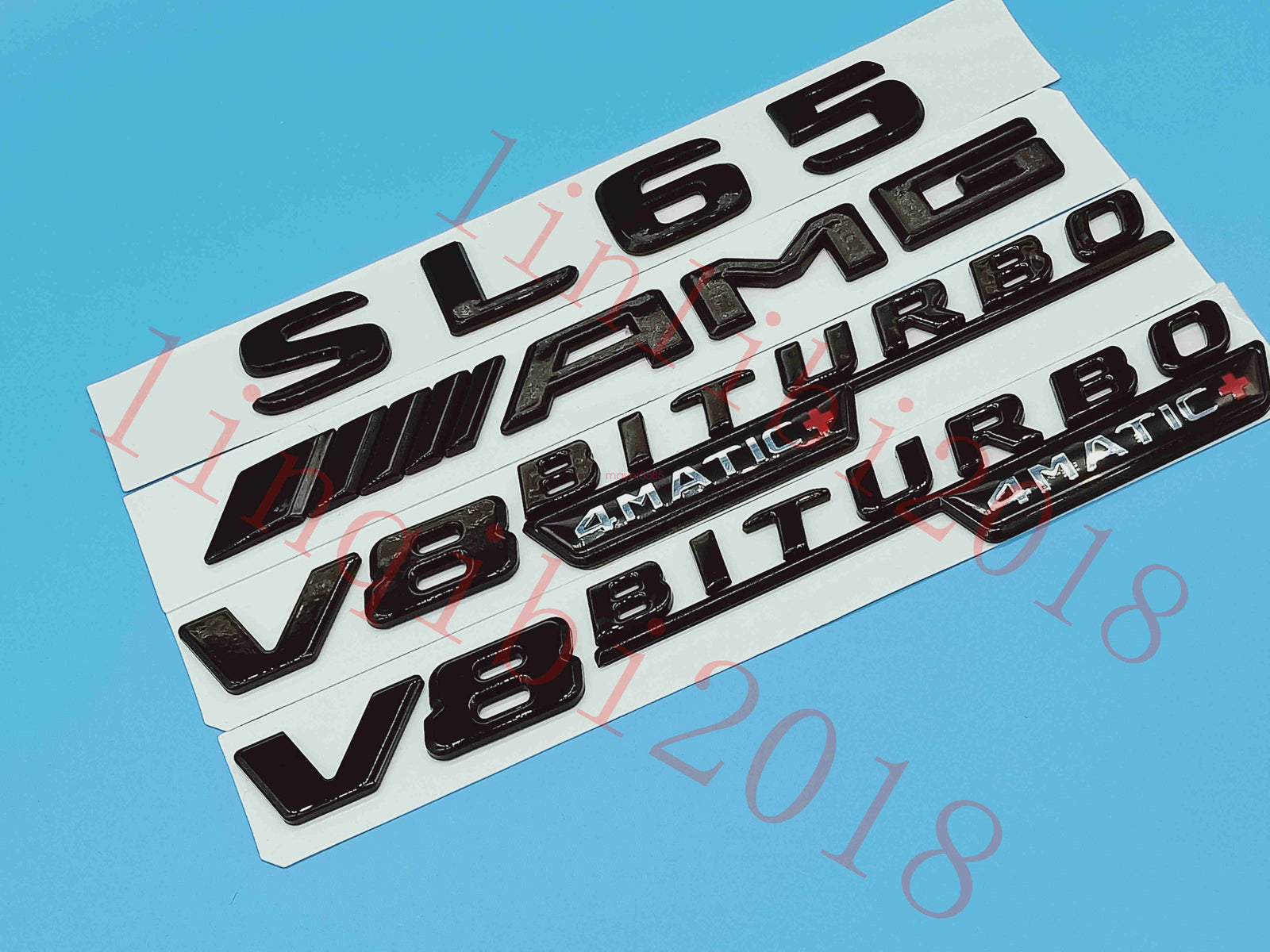 Gloss Black Flat SL65 AMG V8 BITURBO Trunk Embl Badge Sticker for Mercedes Benz