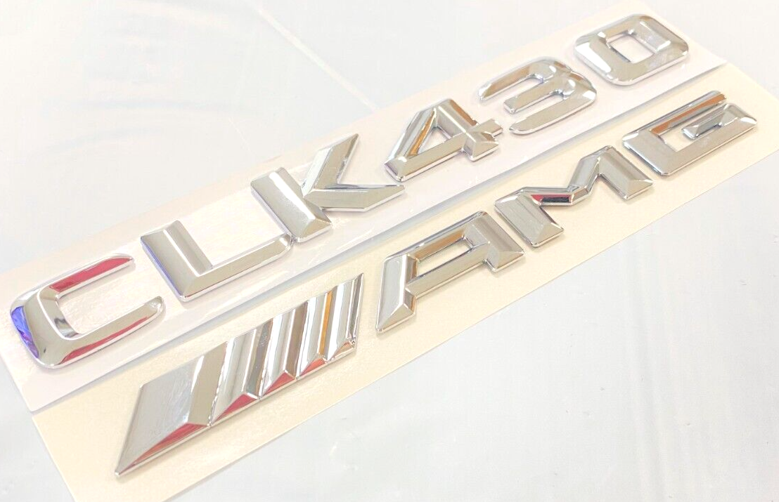2X CHROME CLK430+AMG FOR MERCEDES CLK430 REAR TRUNK EMBLEM BADGE NAMEPLATE