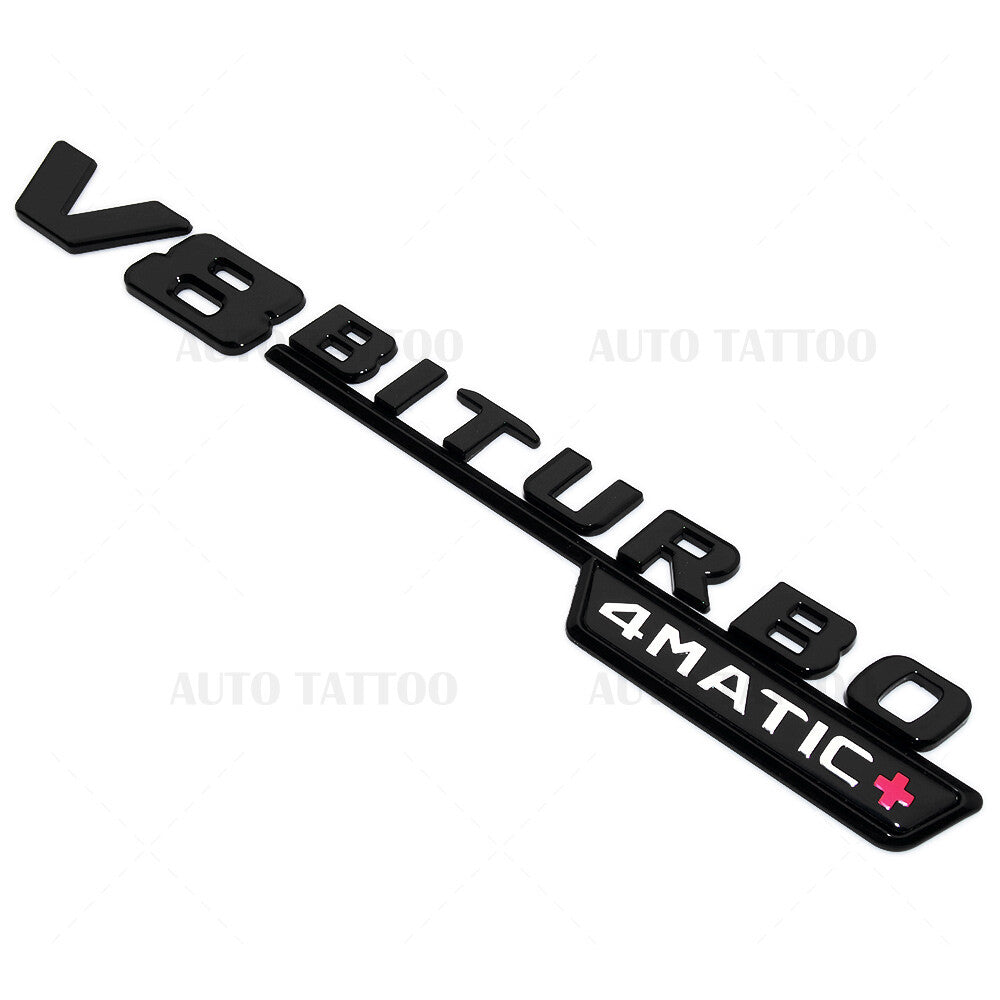 2x 17+ V8 BITURBO 4MATIC Plus + AMG Logo Fender Side Marker Emblem Badge Black