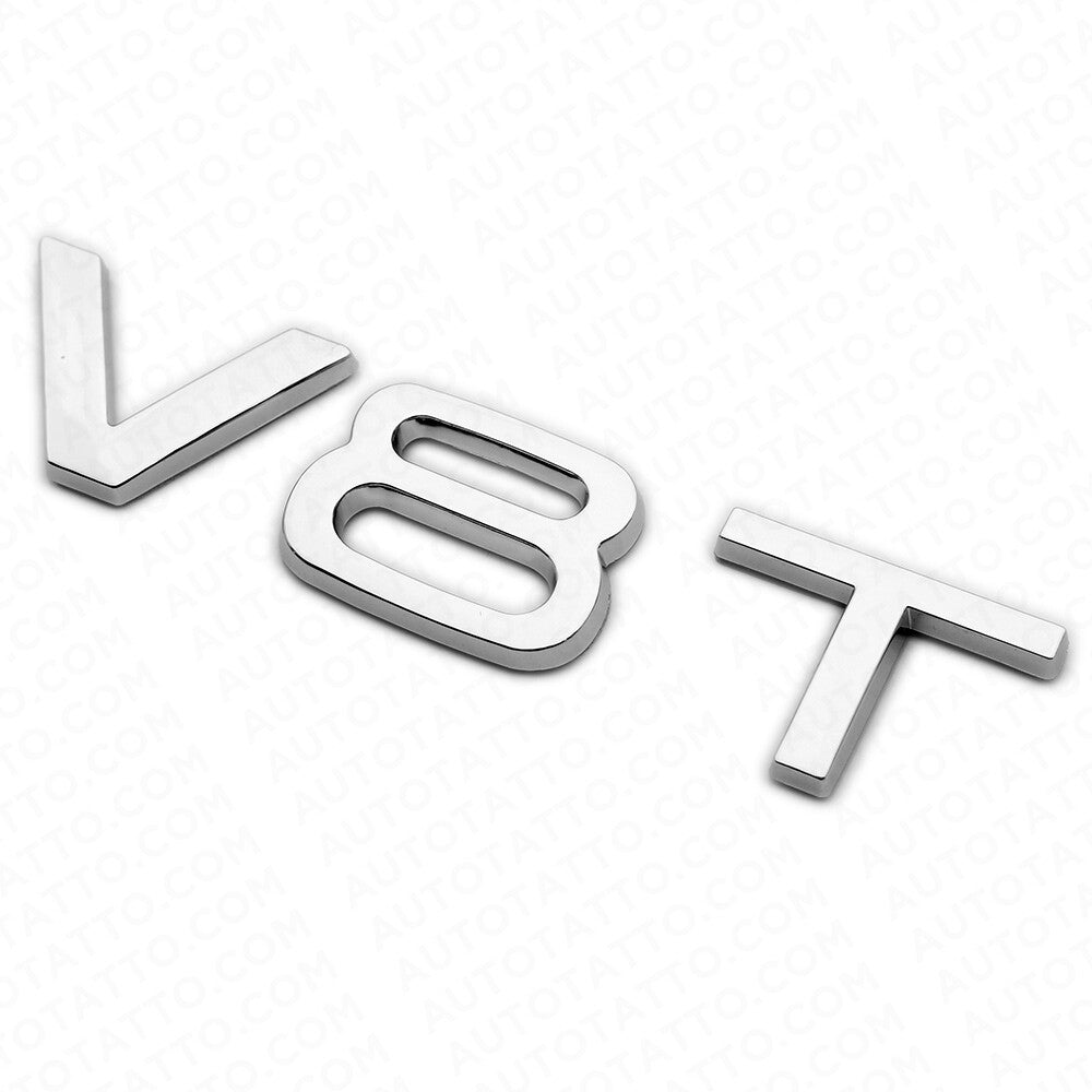 2x Audi OEM Chrome V8T Side Fender Marker Letter Nameplate Emblem Badge Sport