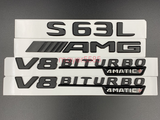 Matte black S63L AMG V8 BITURBO 4 MATIC Trunk Emblem Badge Sticker For Mercedes