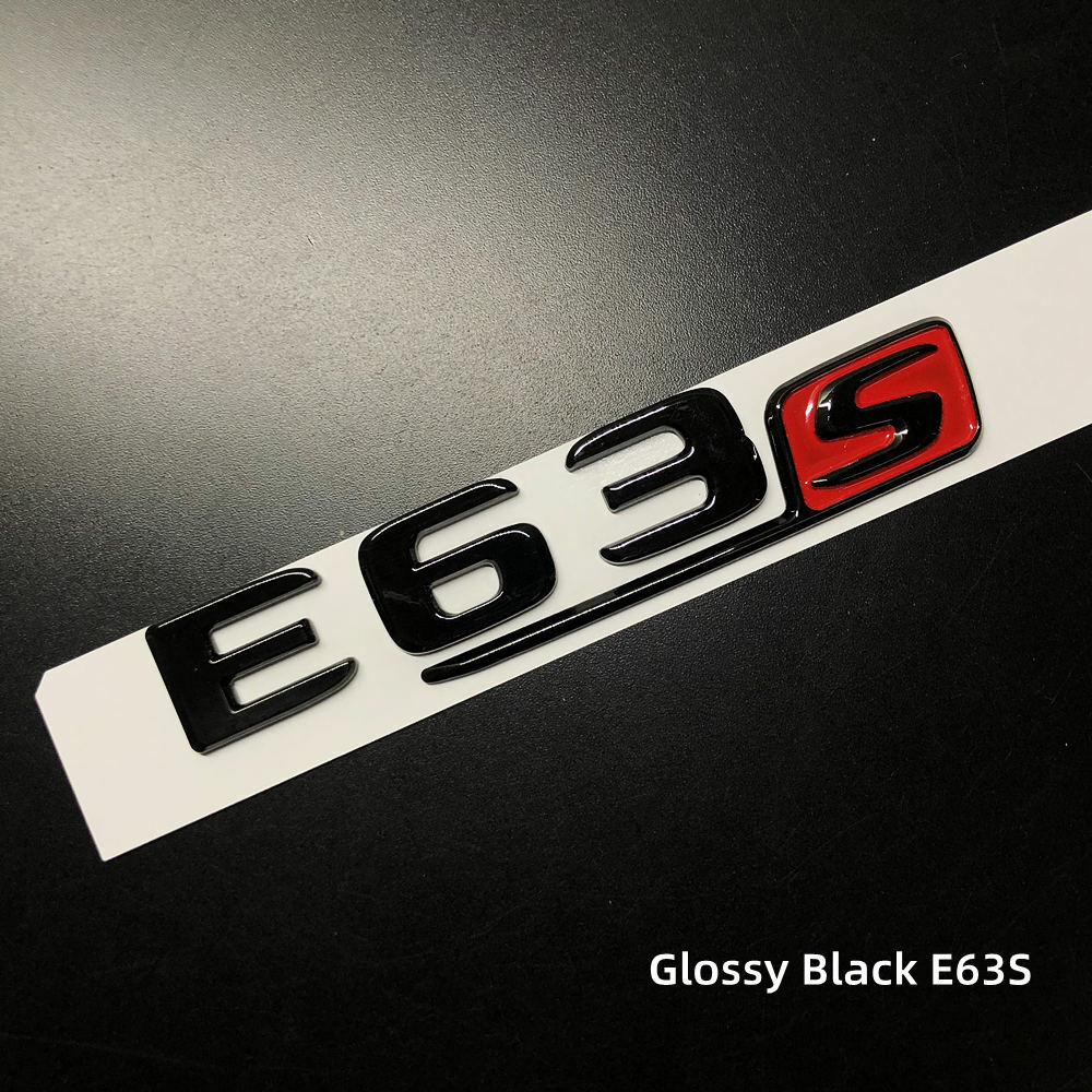 1Set E63S Glossy Black Red S Car Rear Trunk Lid Sticker Emblem For Mercedes-Benz