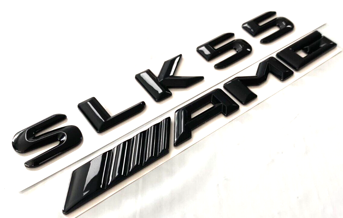 2X GLOSS BLACK SLK55+AMG FOR MERCEDES SLK55 REAR TRUNK EMBLEM BADGE NAMEPLATE
