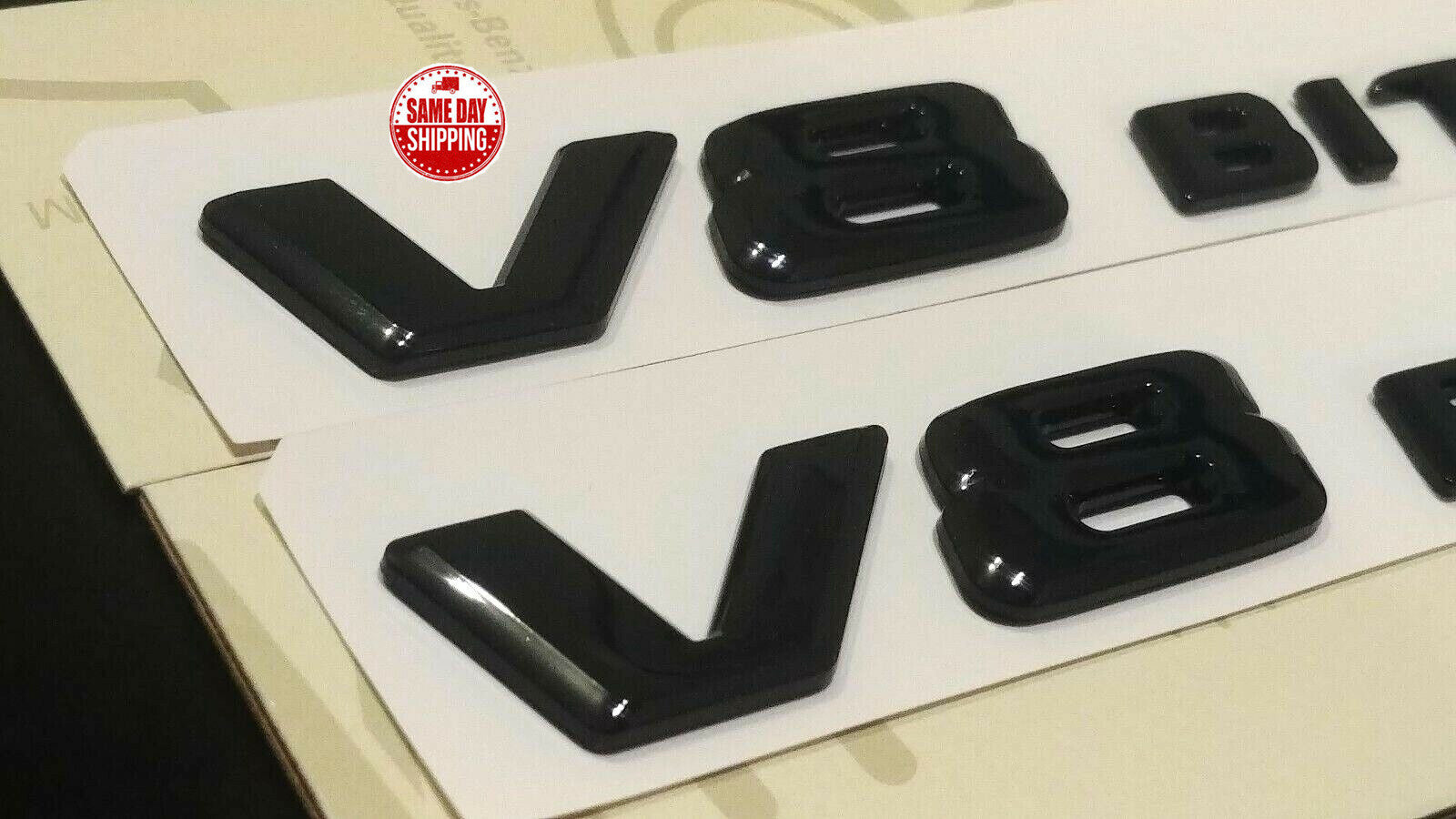 2Pcs Gloss Black V8 Biturbo AMG Side Decal Badge Sticker For AMG GT GTS GTC GTR