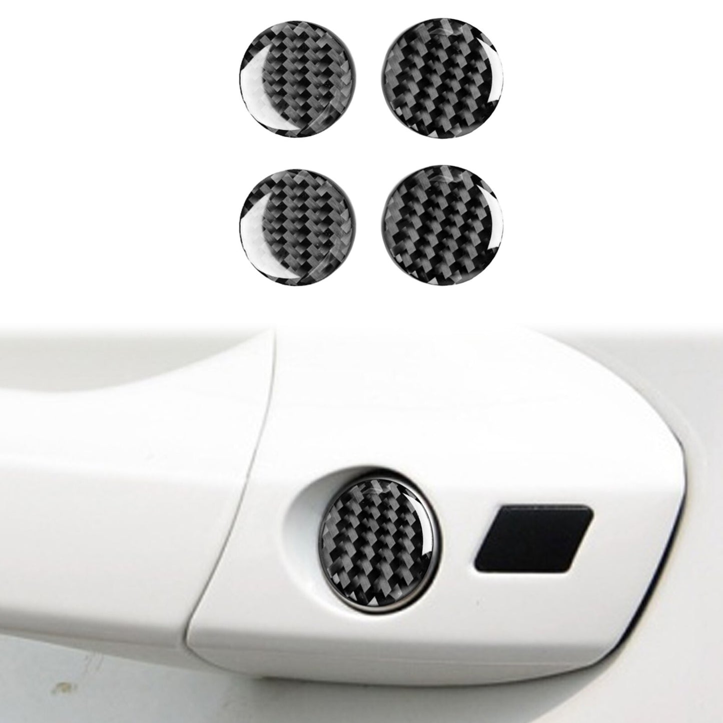 4pcs 20mm Door Lock Keyhole Protector Cover Accessories Sticker Decal - Carbon Fiber