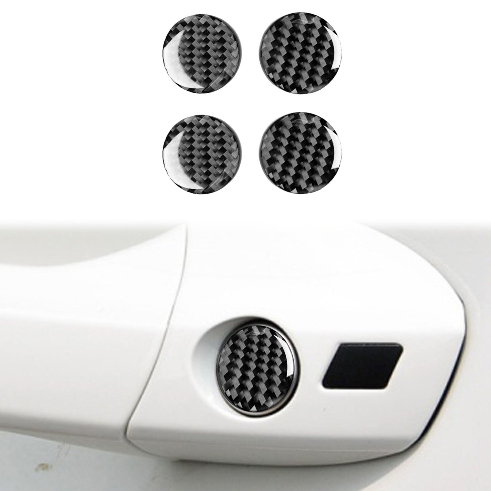 4pcs 20mm Door Lock Keyhole Protector Cover Accessories Sticker Decal - Carbon Fiber