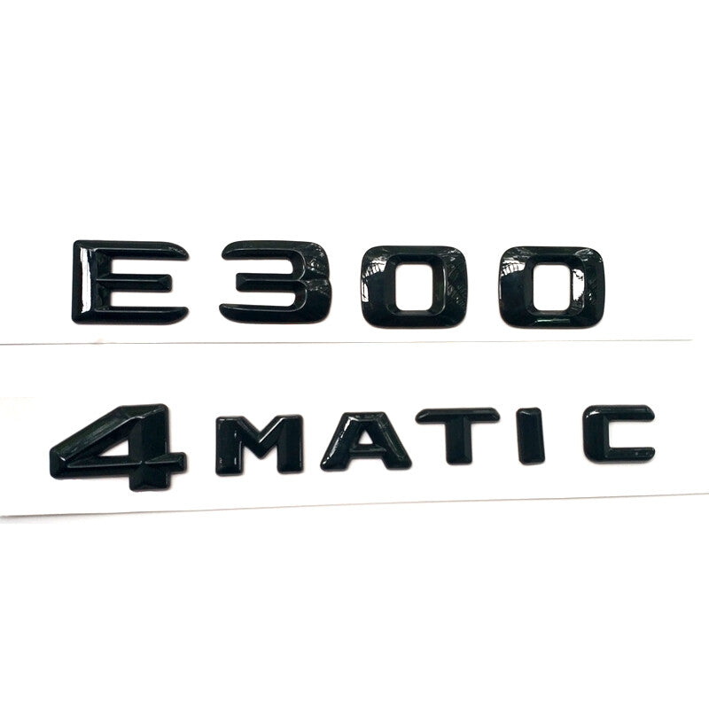 E-CLASS W212 GLOSS BLACK 3D SET E300 4MATIC REAR TRUNK BADGES EMBLEMS STICKER
