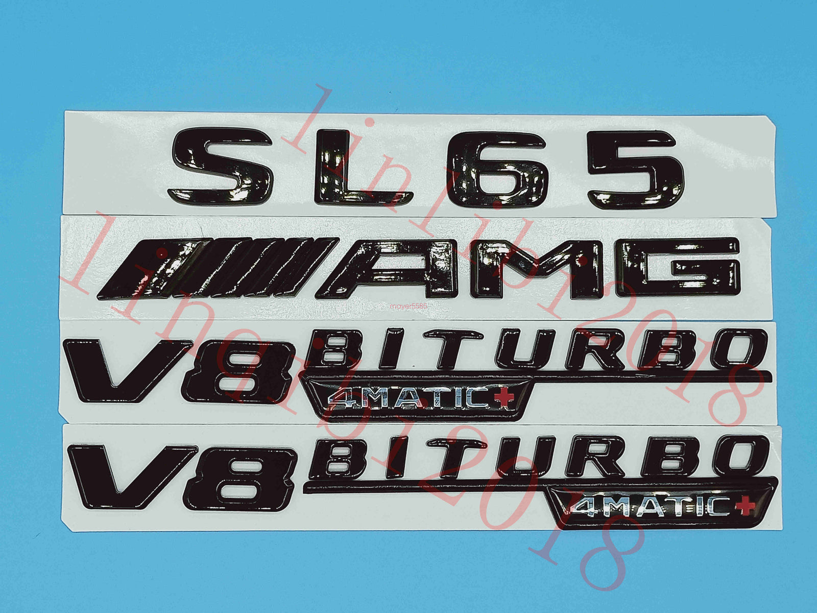 Gloss Black Flat SL65 AMG V8 BITURBO Trunk Embl Badge Sticker for Mercedes Benz