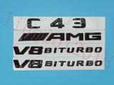 Gloss Black Flat C43 AMG V8 BITURBO Trunk Embl Badge Sticker for Mercedes Benz